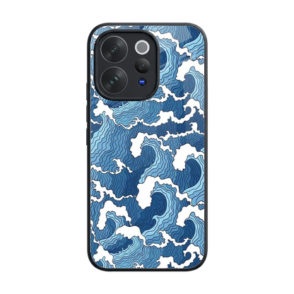 Waves Art back phone cover | glass case for vivo v70 elite