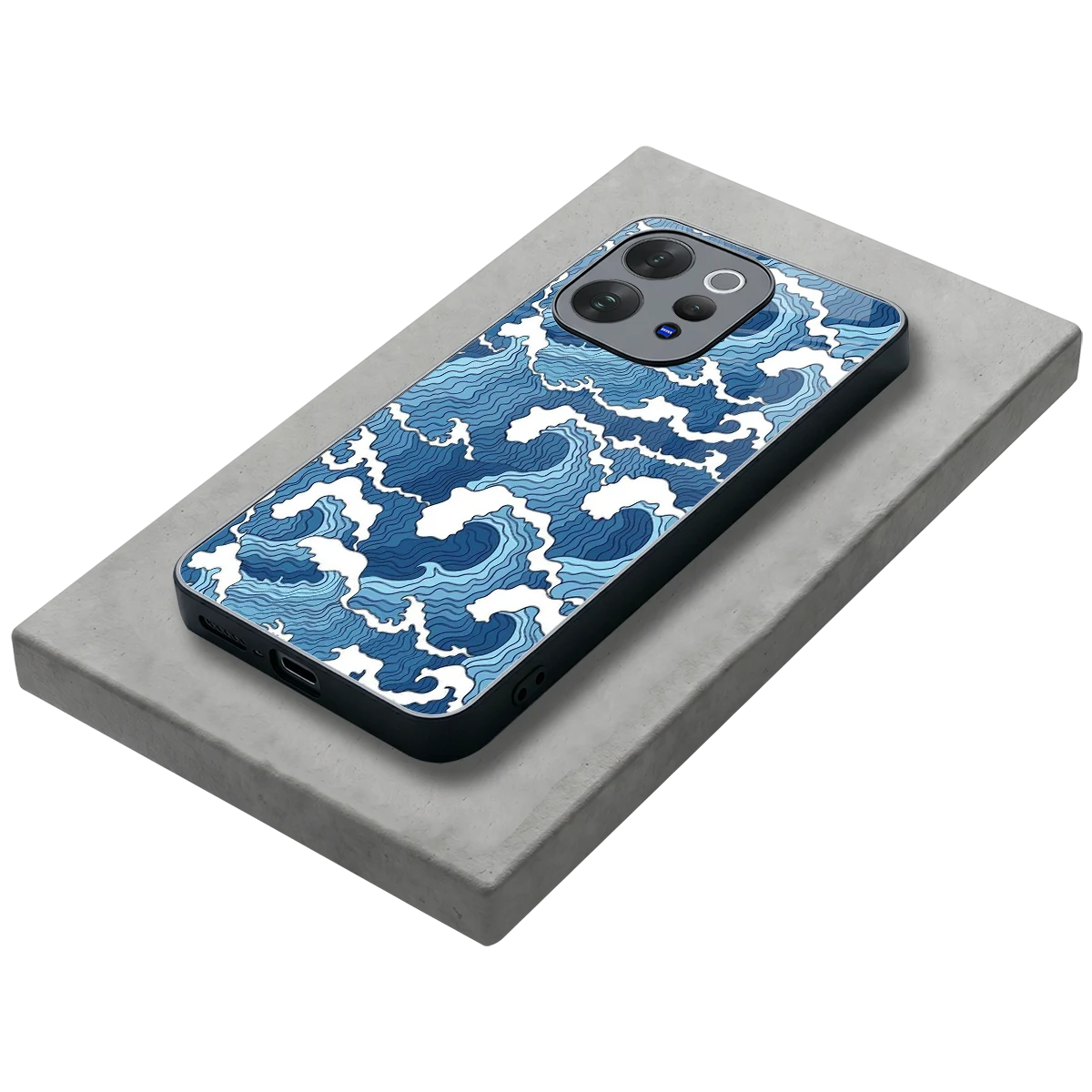 Waves Art stylish phone case for vivo v70 elite | glossy glass and slim fit