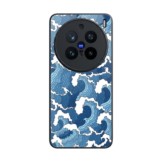 Waves Art back phone cover | glass case for vivo x200 pro
