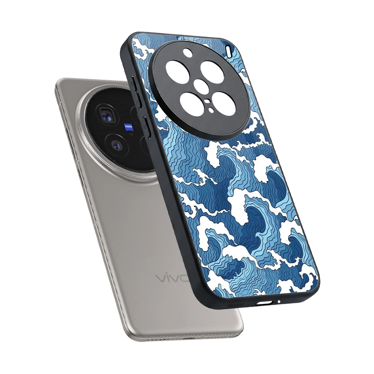 Waves Art sleek vivo x200 pro cover with tempered glass back and TPU edges