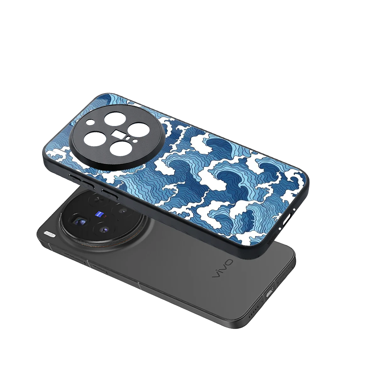 Waves Art sleek vivo x300 pro cover with tempered glass back and TPU edges