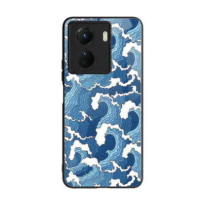 Waves Art back phone cover | glass case for vivo y16