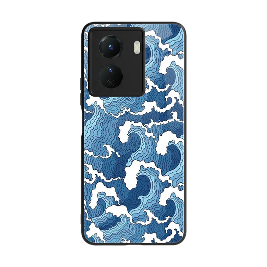 Waves Art back phone cover | glass case for vivo y16