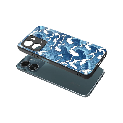 Waves Art sleek vivo y16 cover with tempered glass back and TPU edges