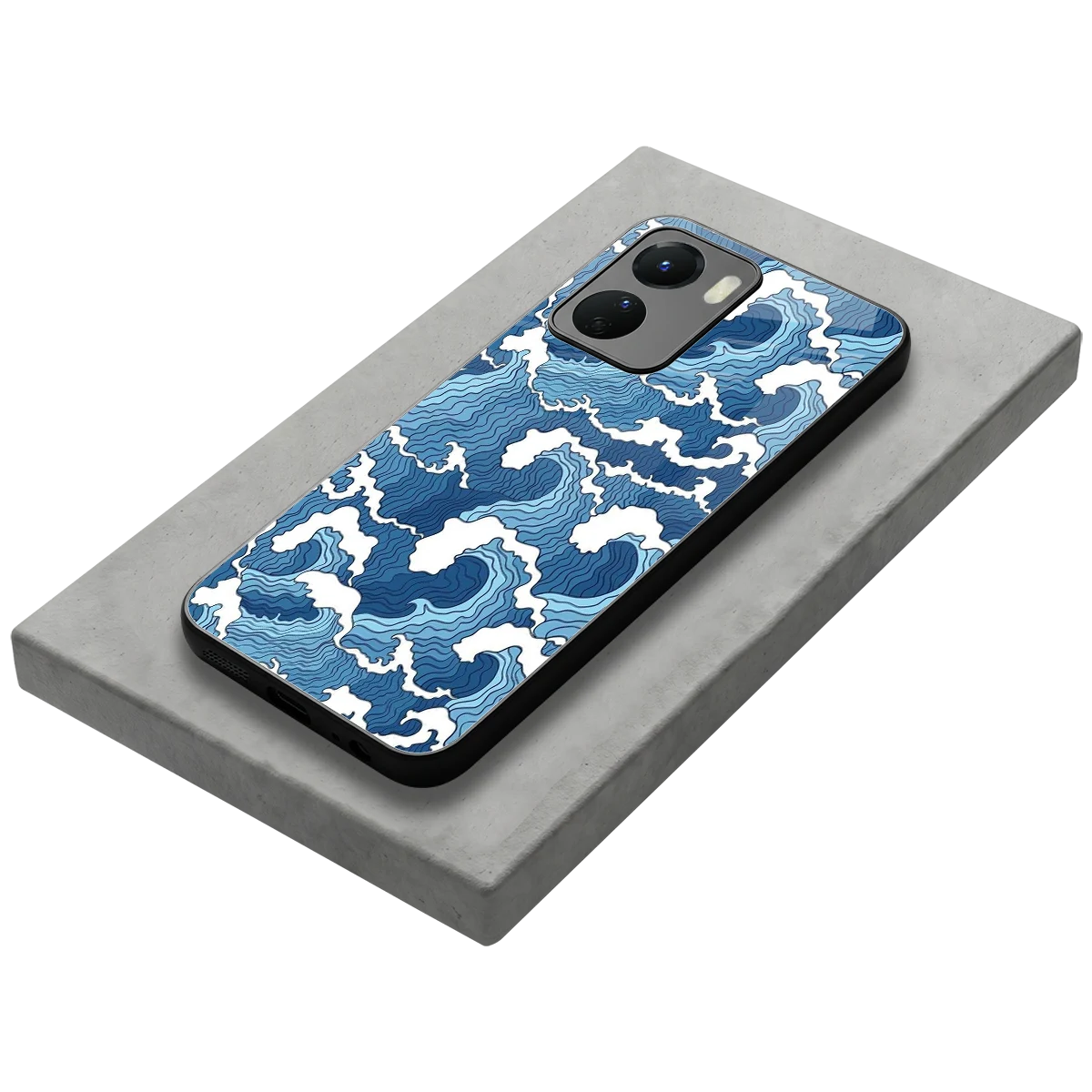 Waves Art stylish phone case for vivo y16 | glossy glass and slim fit