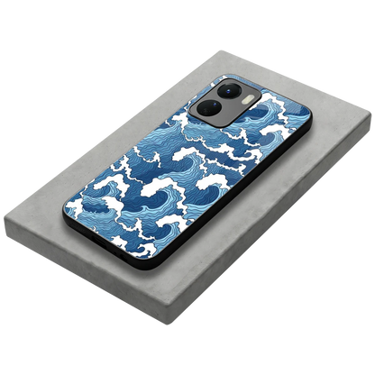Waves Art stylish phone case for vivo y16 | glossy glass and slim fit