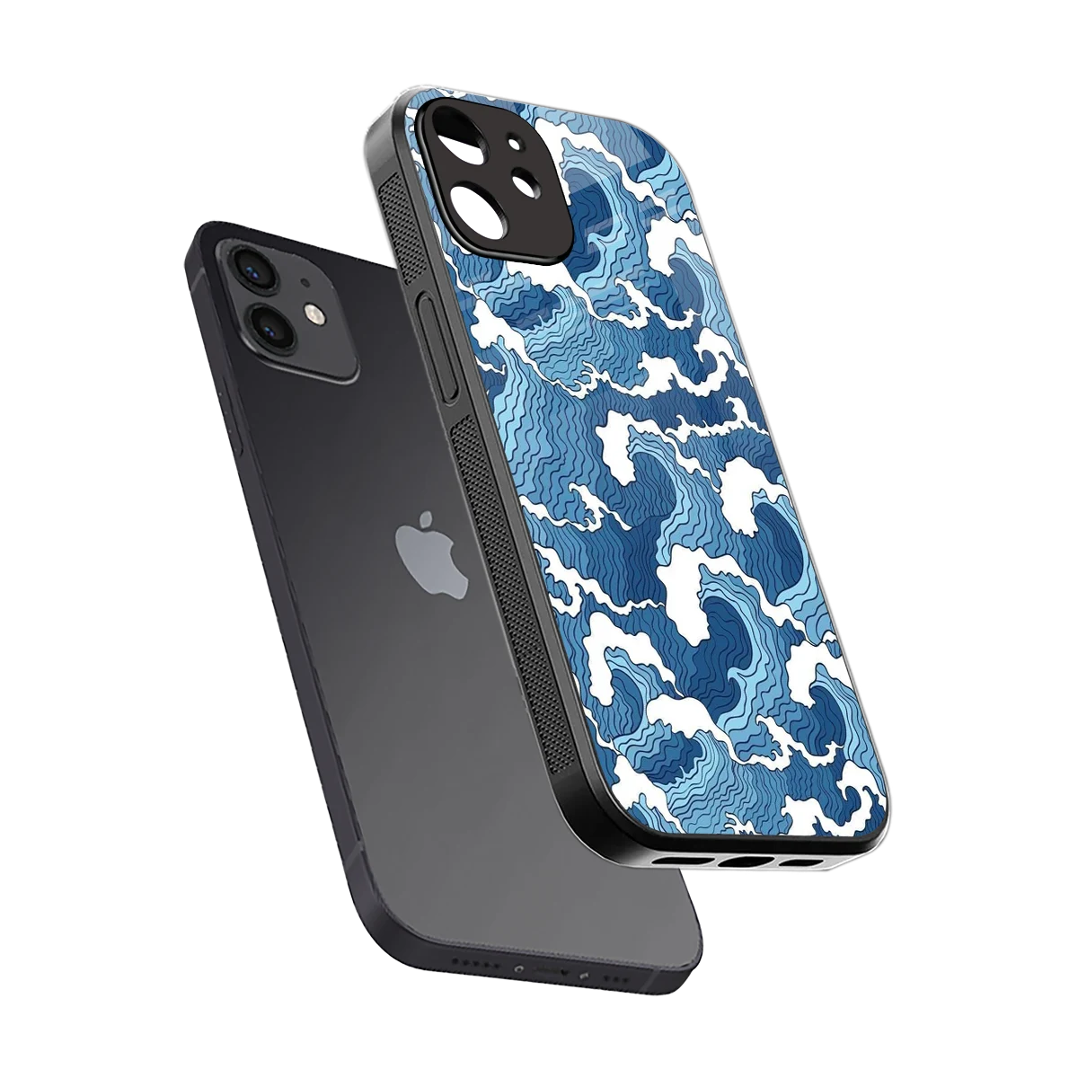Waves Art sleek iphone 11 cover with tempered glass back and TPU edges