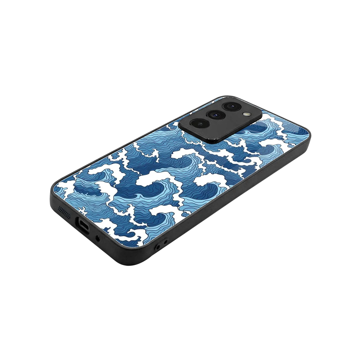 Waves Art stylish phone case for redmi 15 5g | glossy glass and slim fit