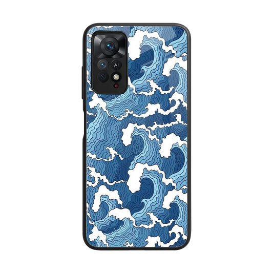 Waves Art back phone cover | glass case for redmi note 11 pro