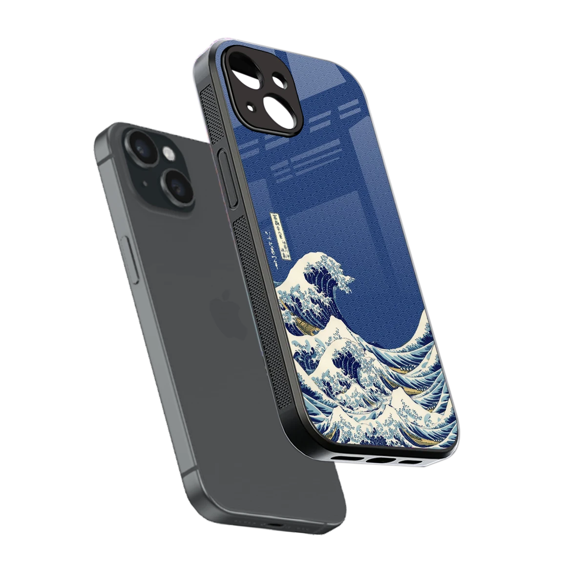 Waves sleek iphone 13 cover with tempered glass back and TPU edges