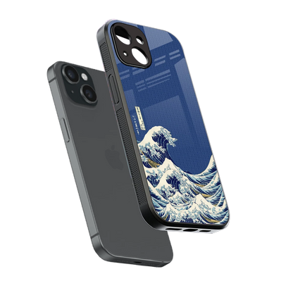 Waves sleek iphone 13 cover with tempered glass back and TPU edges