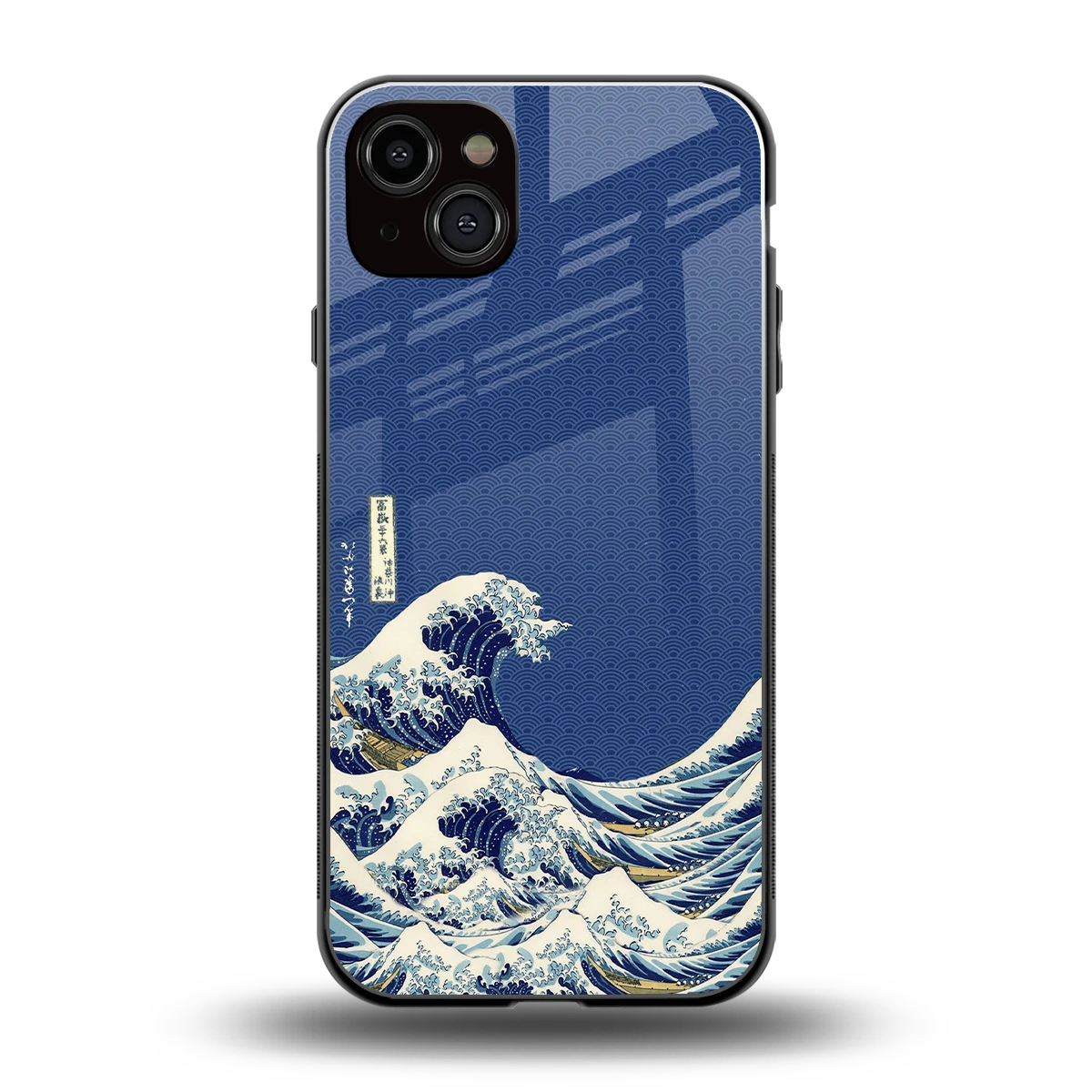 Waves back phone cover | glass case for iphone 14 plus