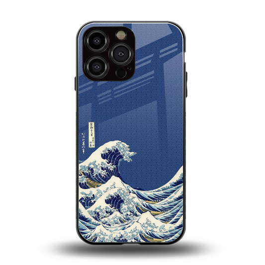Waves back phone cover | glass case for iphone 15 pro max