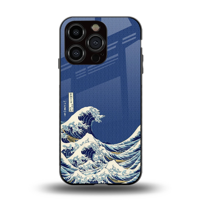 Waves back phone cover | glass case for iphone 15 pro