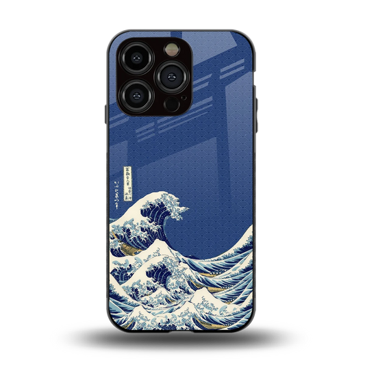 Waves back phone cover | glass case for iphone 15 pro