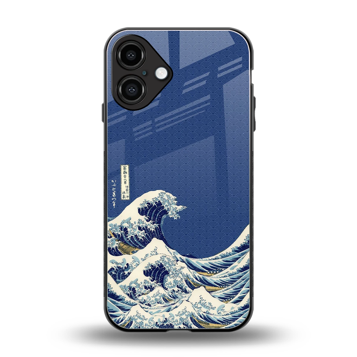 Waves back phone cover | glass case for iphone 16 plus