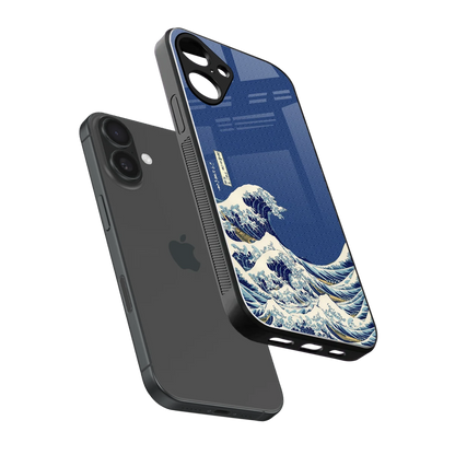 Waves sleek iphone 16 plus cover with tempered glass back and TPU edges