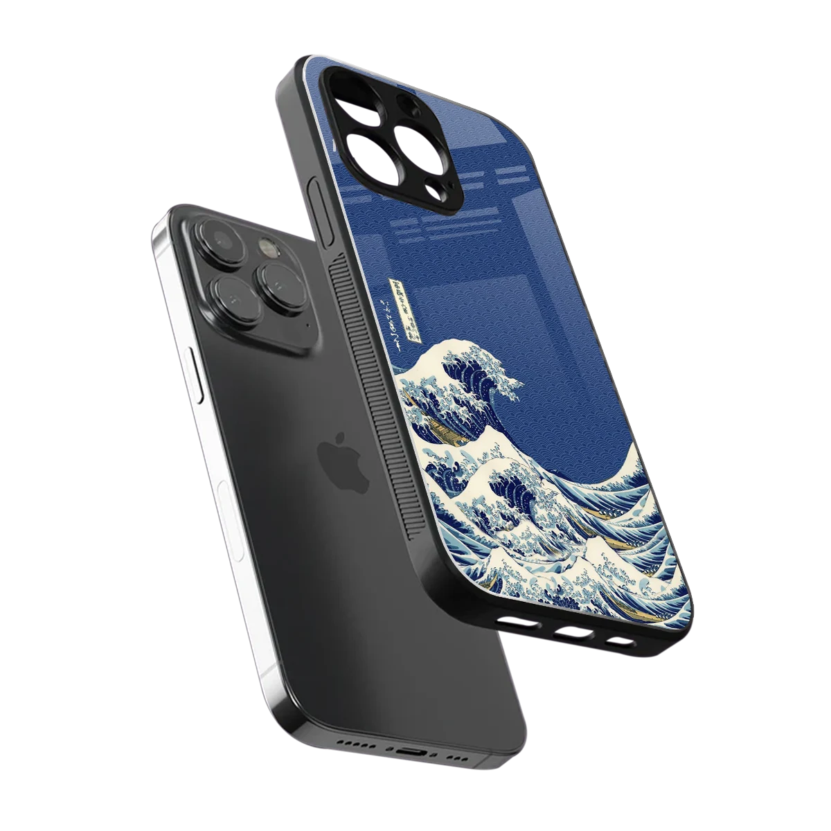 Waves sleek iphone 16 pro max cover with tempered glass back and TPU edges