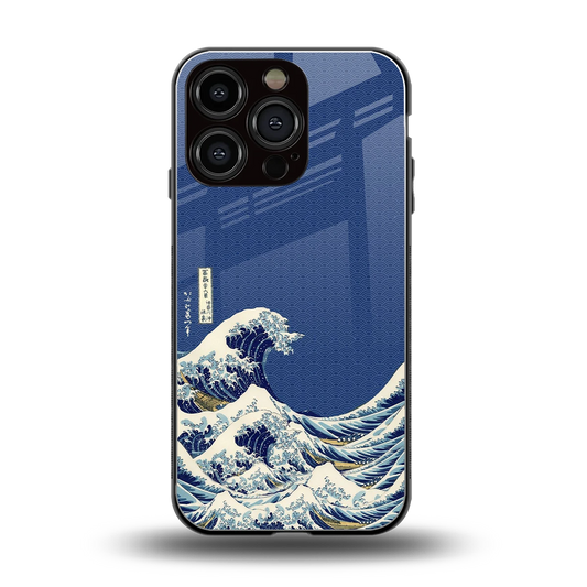 Waves back phone cover | glass case for iphone 16 pro