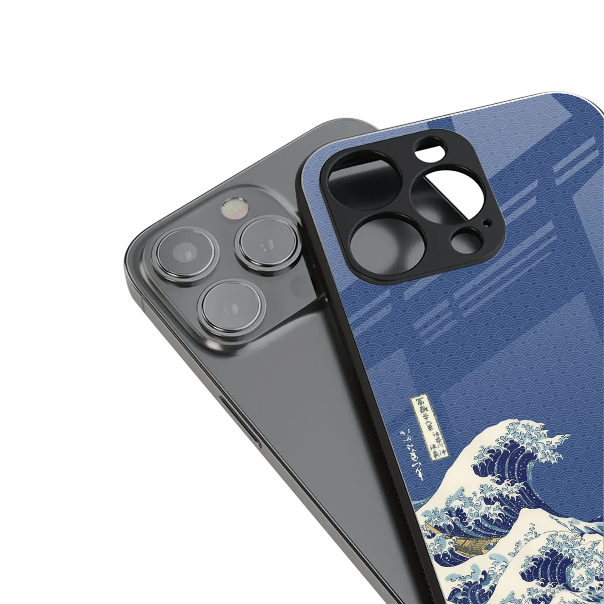 Waves stylish phone case for iphone 15 pro | glossy glass and slim fit