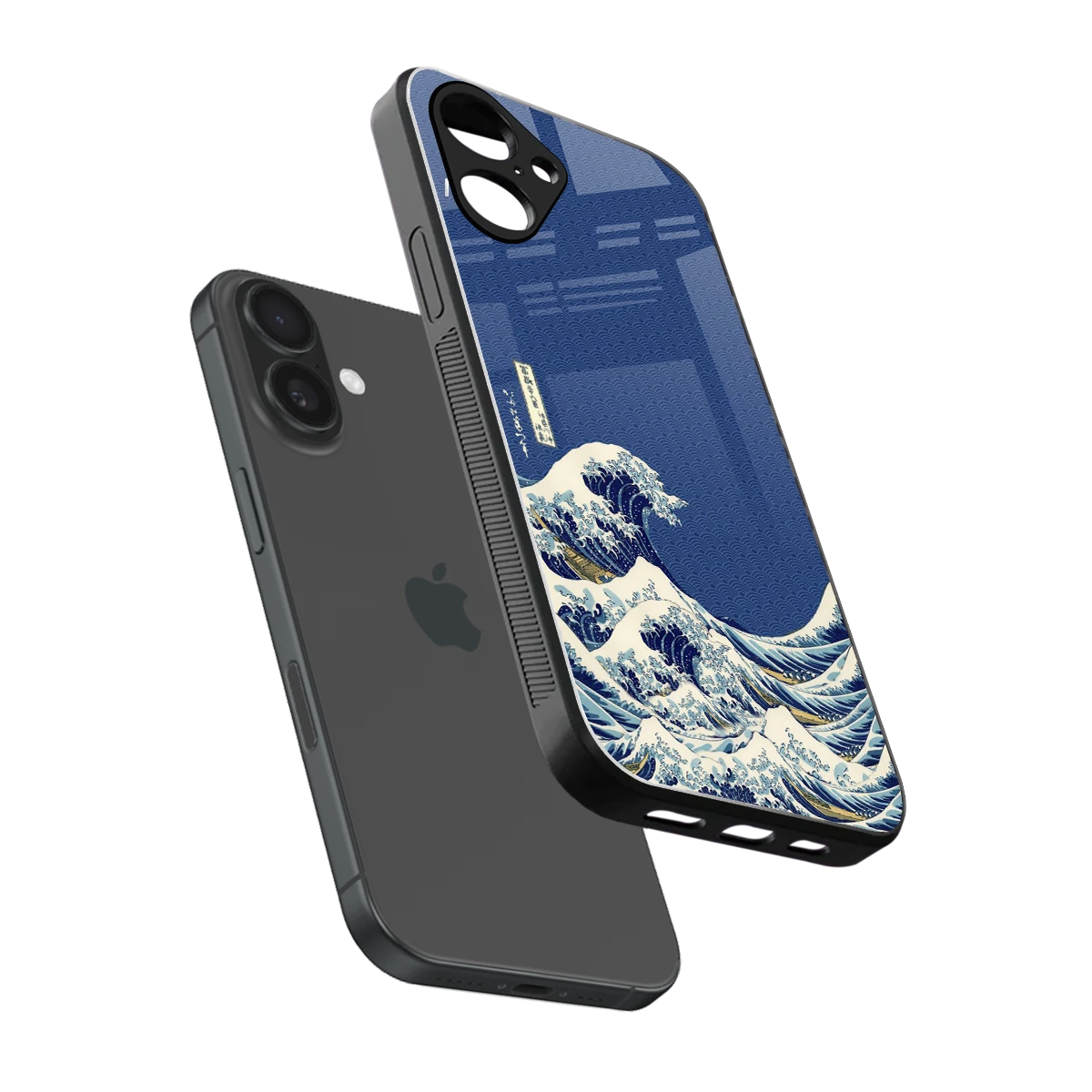 Waves sleek iPhone 16 cover with tempered glass back and TPU edges