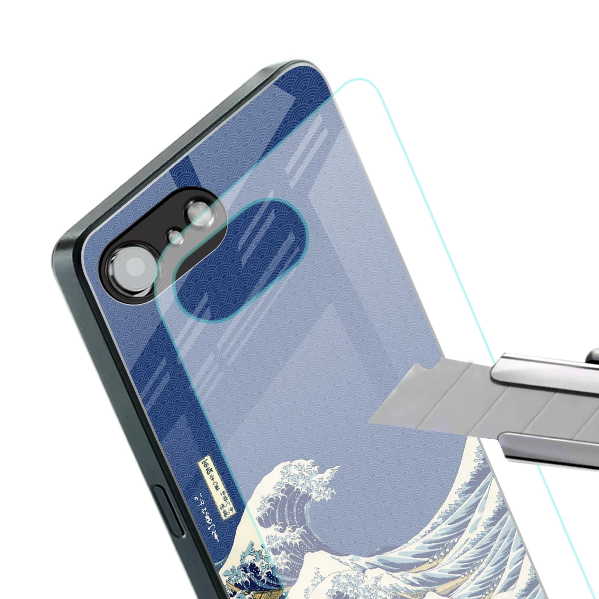 Waves stylish phone case for iphone 16e | glossy glass and slim fit