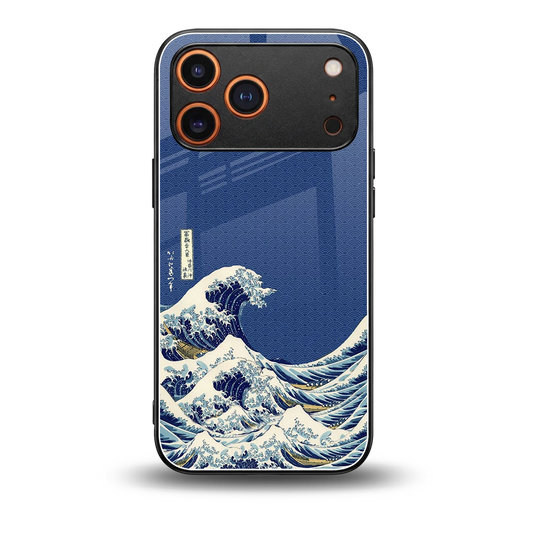 Waves back phone cover | glass case for iphone 17 pro max