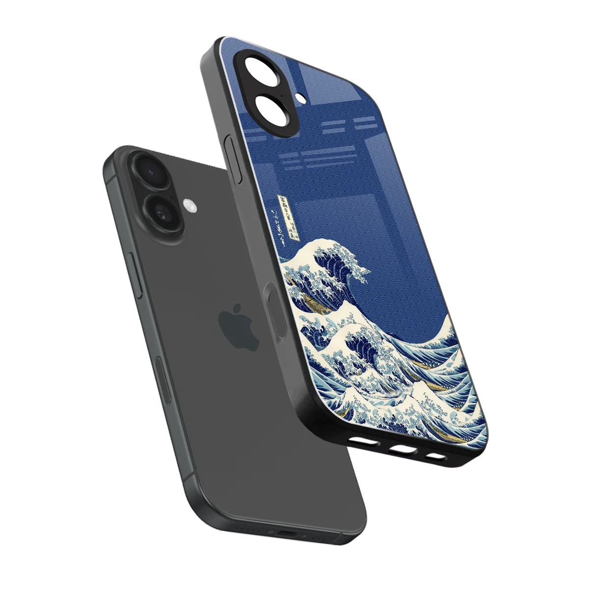 Waves sleek iphone 17 cover with tempered glass back and TPU edges