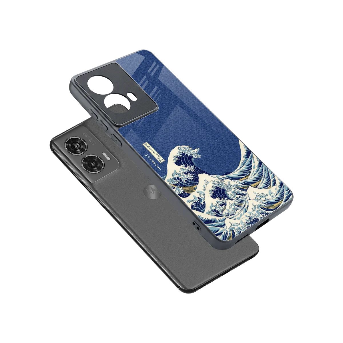Waves sleek motorola edge 50 fusion cover with tempered glass back and TPU edges