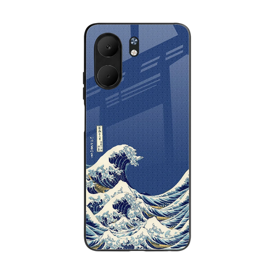 Waves back phone cover | glass case for oppo a5x 5g