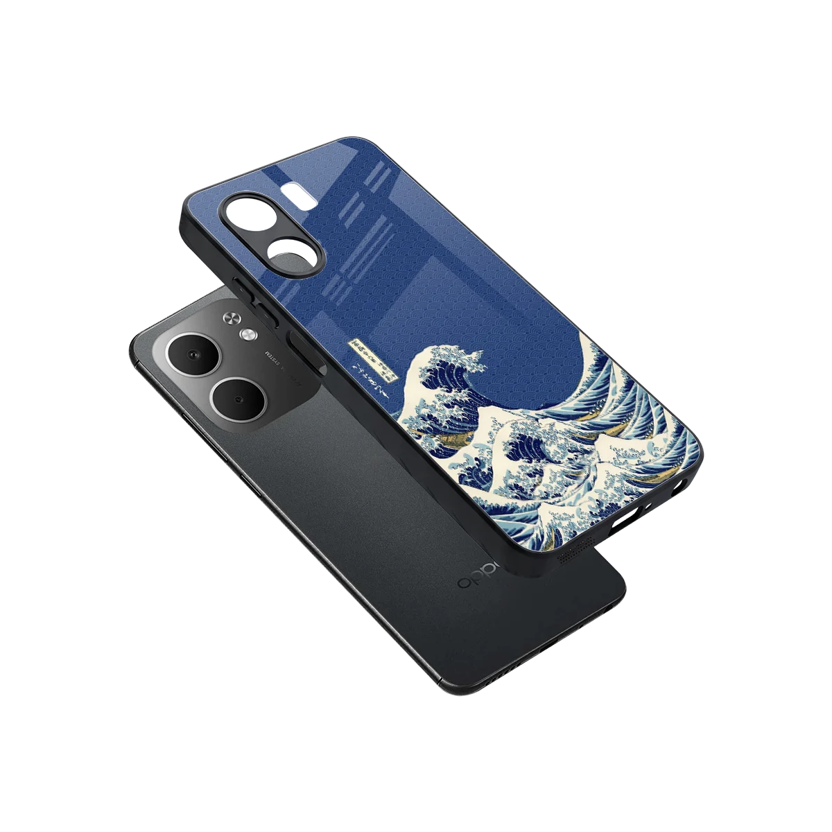Waves sleek oppo a5x 5g cover with tempered glass back and TPU edges