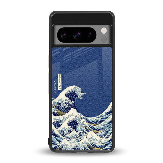 Waves back phone cover | glass case for google pixel 8 pro