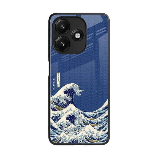 Waves back phone cover | glass case for redmi 12 5g