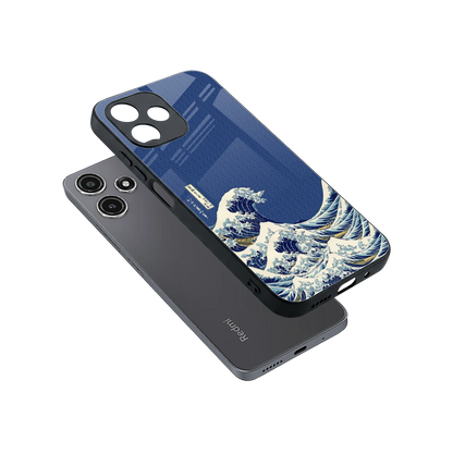 Waves sleek redmi 12 5g cover with tempered glass back and TPU edges
