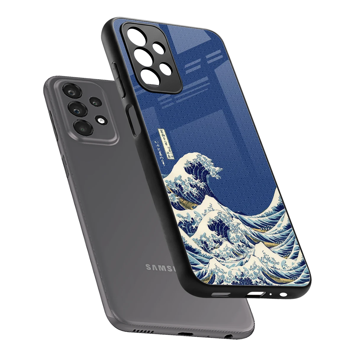 Waves sleek samsung galaxy a23 cover with tempered glass back and TPU edges