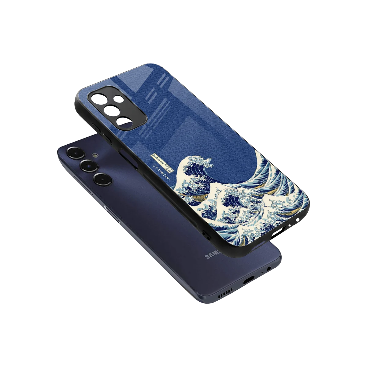 Waves sleek samsung galaxy m14 5g cover with tempered glass back and TPU edges