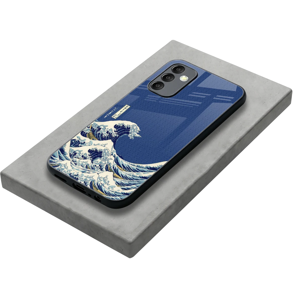Waves stylish phone case for samsung galaxy m14 5g | glossy glass and slim fit