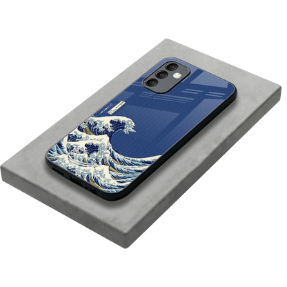 Waves stylish phone case for samsung galaxy m14 5g | glossy glass and slim fit