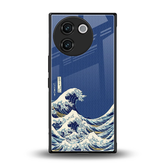 Waves back phone cover | glass case for vivo v30e