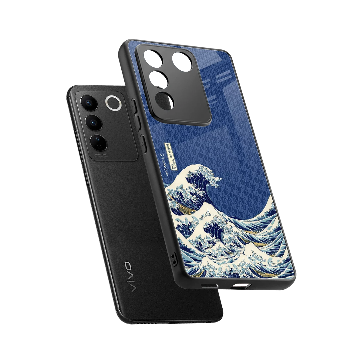 Waves sleek vivo v27 5g cover with tempered glass back and TPU edges