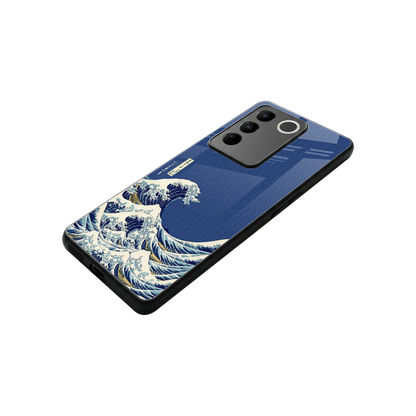 Waves stylish phone case for vivo v27 5g | glossy glass and slim fit