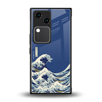 Waves back phone cover | glass case for vivo v30