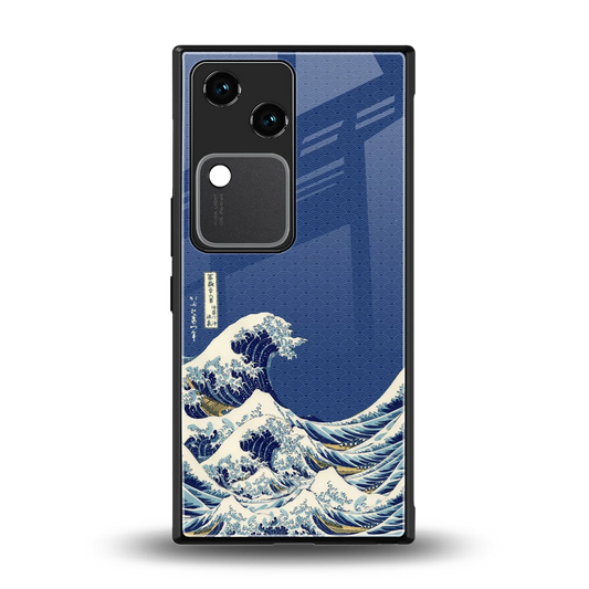 Waves back phone cover | glass case for vivo v30