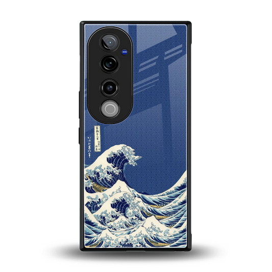 Waves back phone cover | glass case for vivo v40 pro