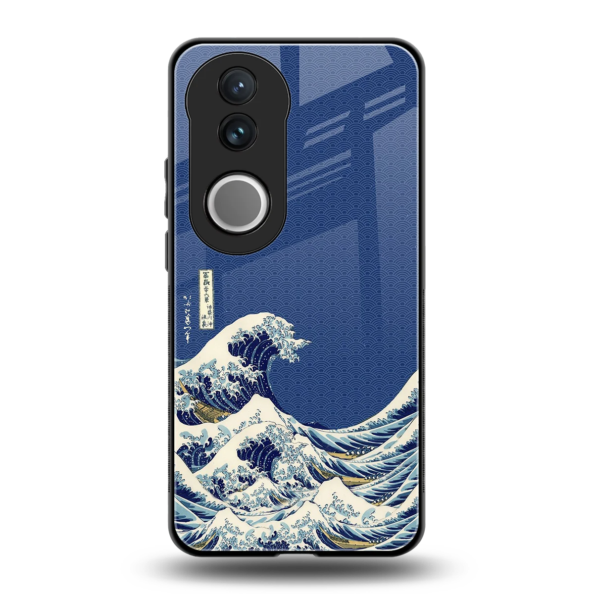 Waves back phone cover | glass case for vivo v50