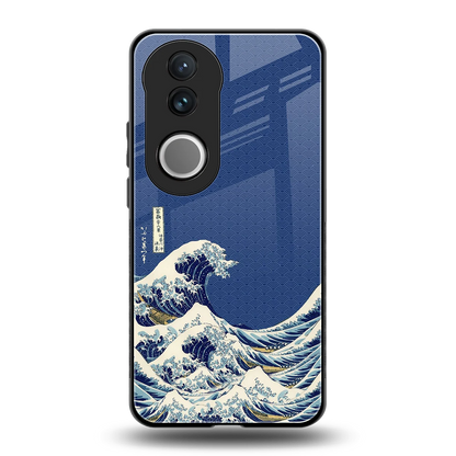 Waves back phone cover | glass case for vivo v50