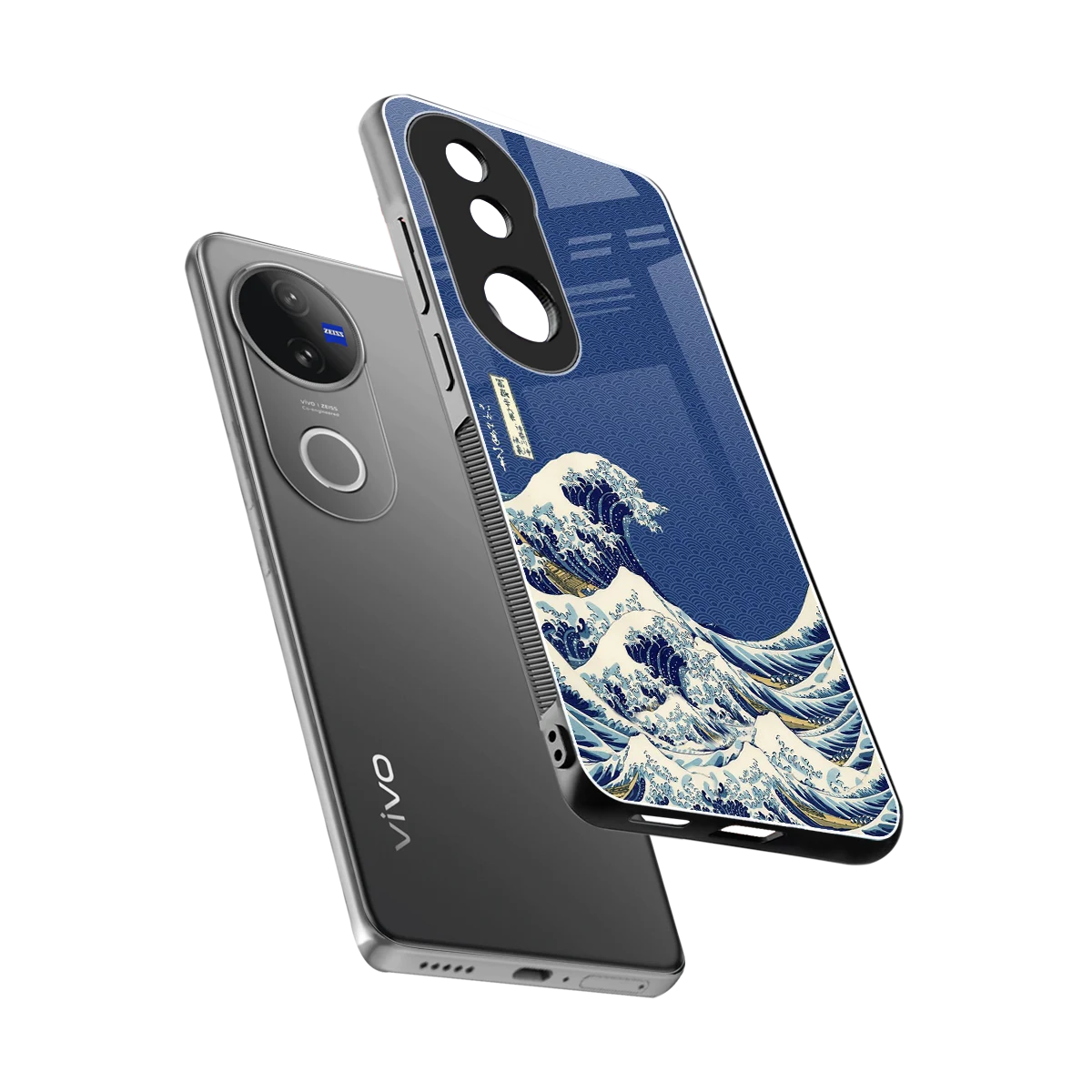 Waves sleek vivo v50 cover with tempered glass back and TPU edges