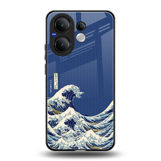 Waves back phone cover | glass case for vivo v60