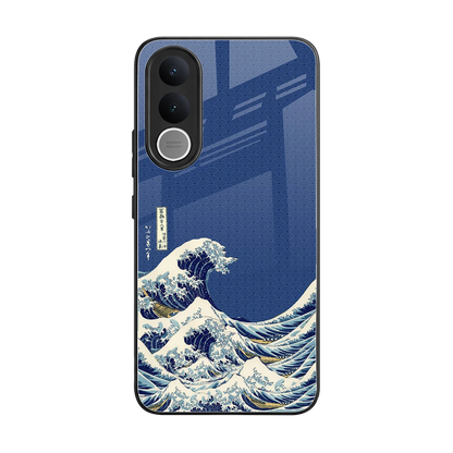 Waves back phone cover | glass case for vivo v70 fe