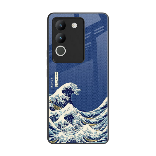 Waves back phone cover | glass case for vivo y200 5g